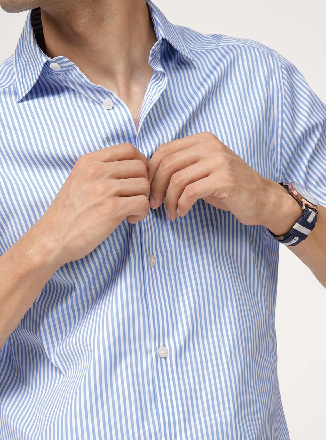 Azure Strip Cotton Shirt