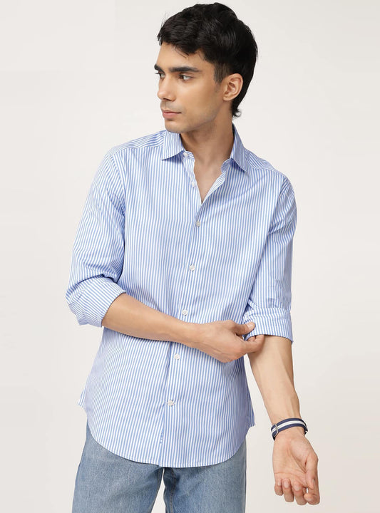 Azure Strip Cotton Shirt