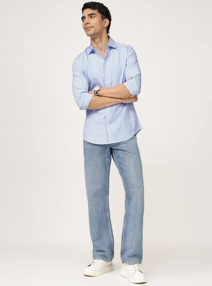 Azure Strip Cotton Shirt